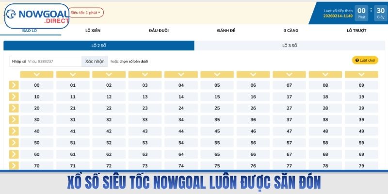 Xổ số siêu tốc Nowgoal luôn được săn đón
